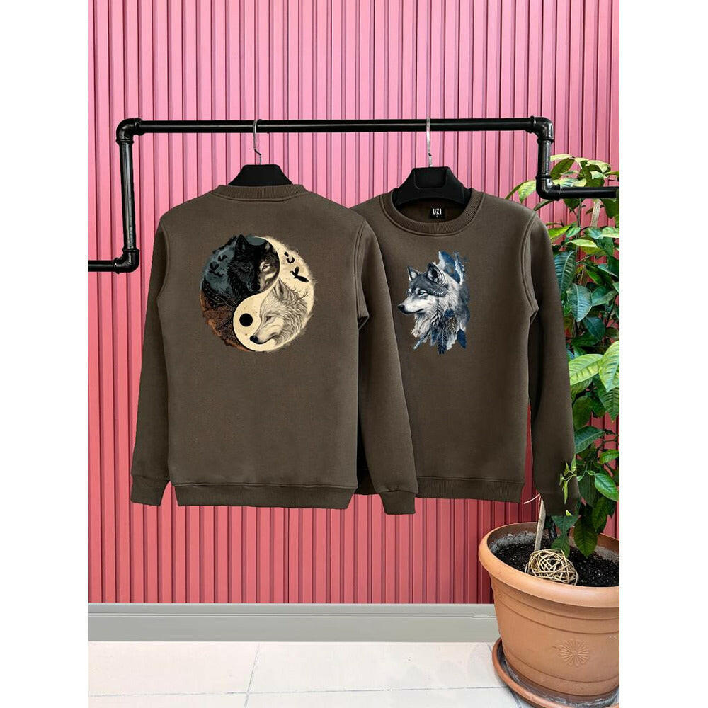 Big Wolf Peace Sweatshirt- Yin and Yang - Noxlook