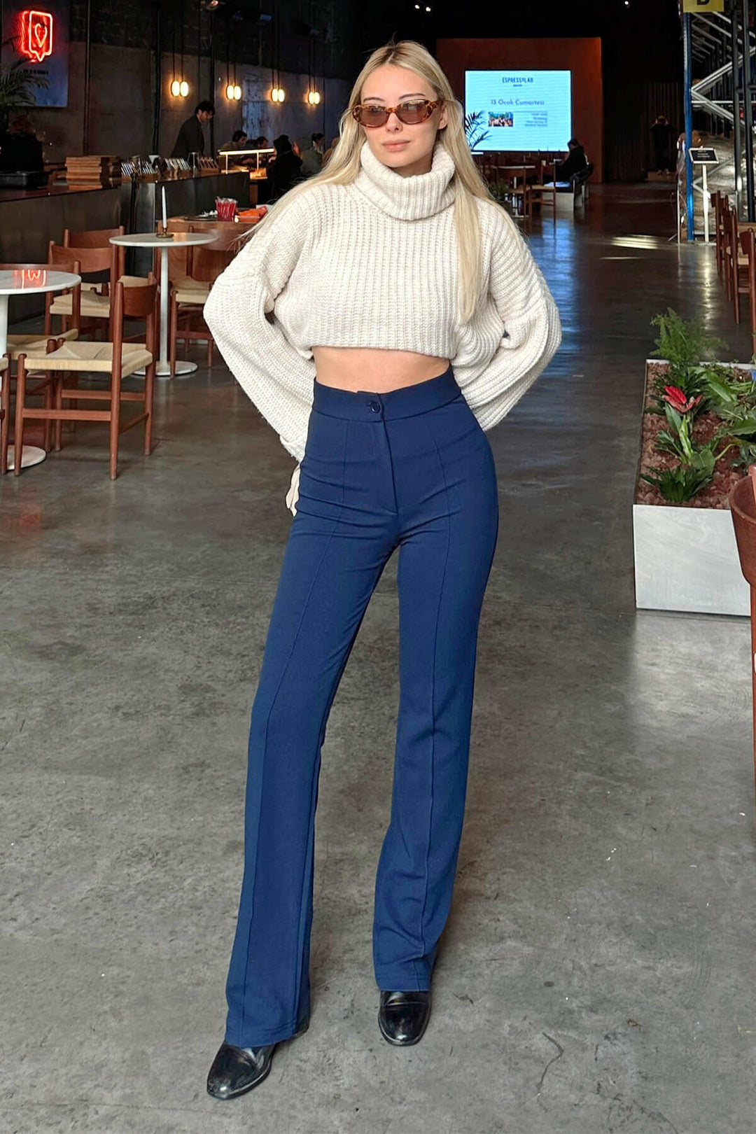 High Waist Lycra Comfortable Knitted Trousers