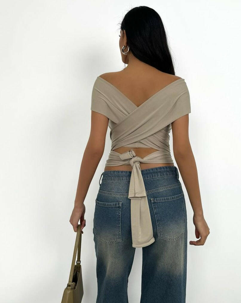 Knotted Strapless Crop Blouse
