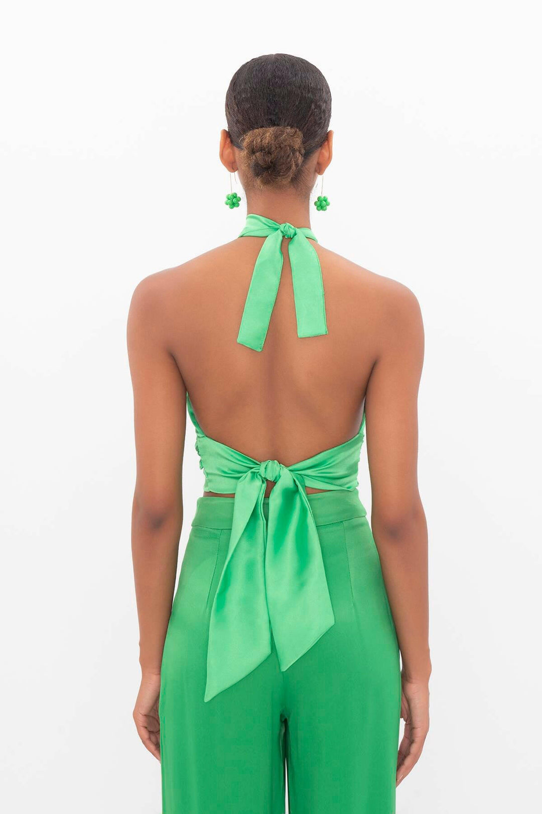 Backless Blouse with Tie Detail