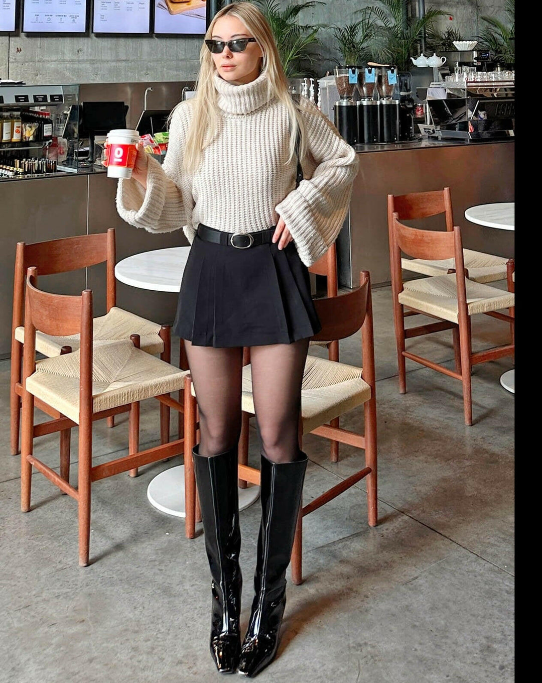  Belted Pleated Mini Short Skirt