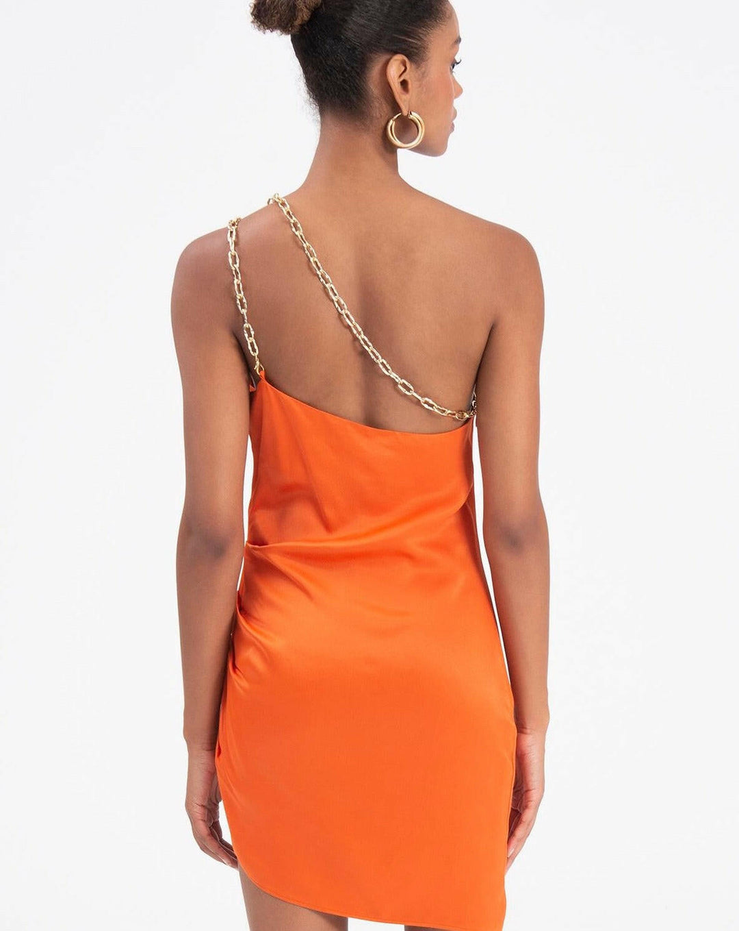 One Shoulder Chain Strap Detailed Mini Dress