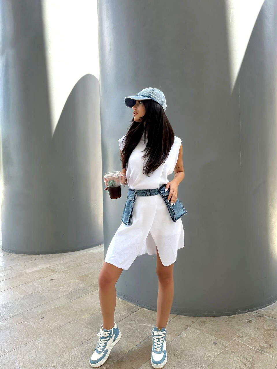 Cargo Pocket Denim Belt Skirt Accessory in Blue Color - Noxlook