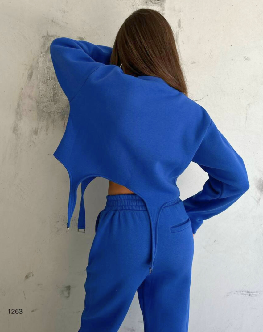 Oval Cut Matching Sweat Suits in Saxe Blue - Noxlook