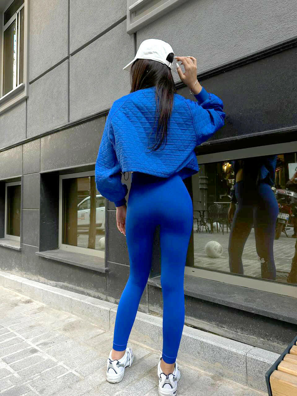 Seamless High Waisted Leggings in Saxe Blue - Noxlook