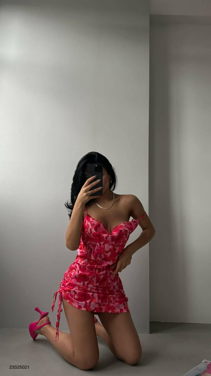 Shirred Mini Dress BF23S25021 Pink