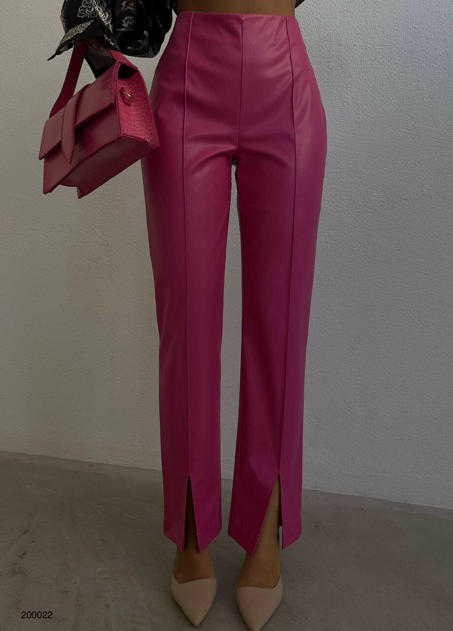 Pink High-Waisted Leather Pant