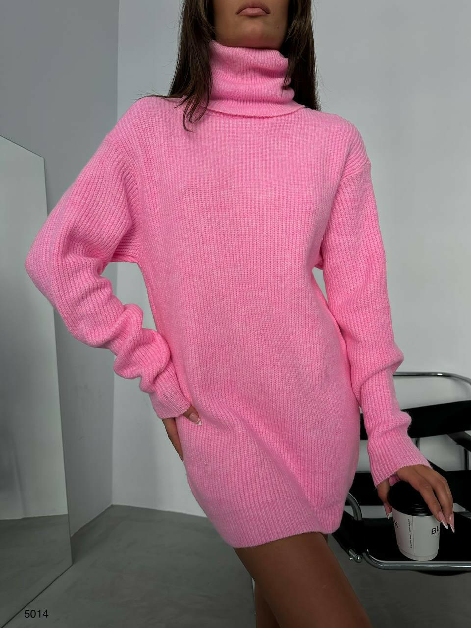Oversize Crewneck Knit Sweater Pink