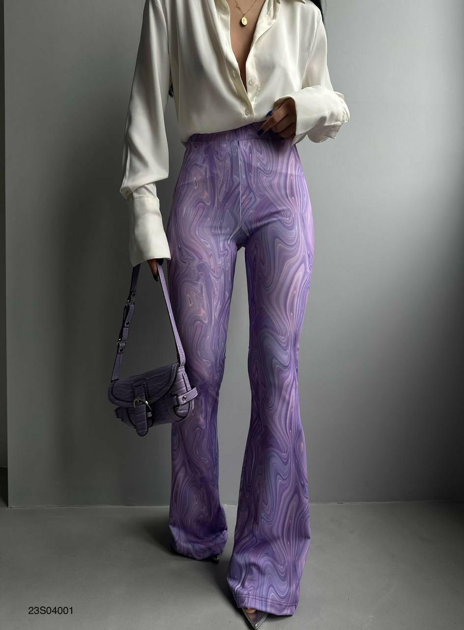 Flared Leggings Pattern High Waisted Casual Printed BF23S04001 Purple